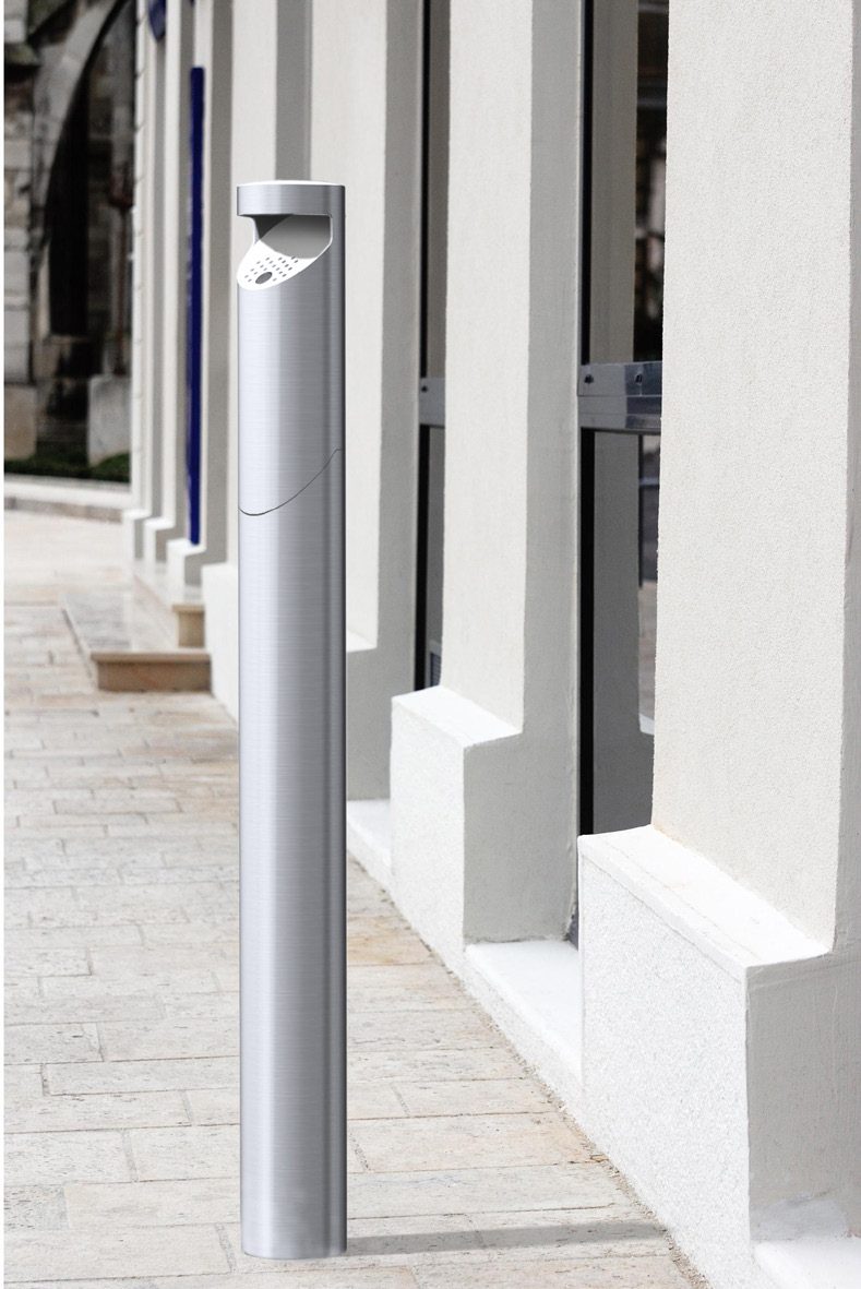 Cendrier Astre Bold, colonne en inox brossé